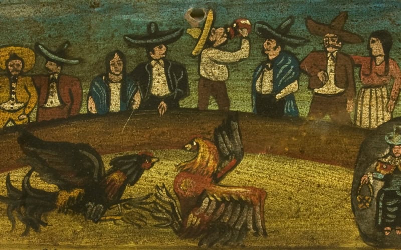 A painting depicting a Mexican bullfight.