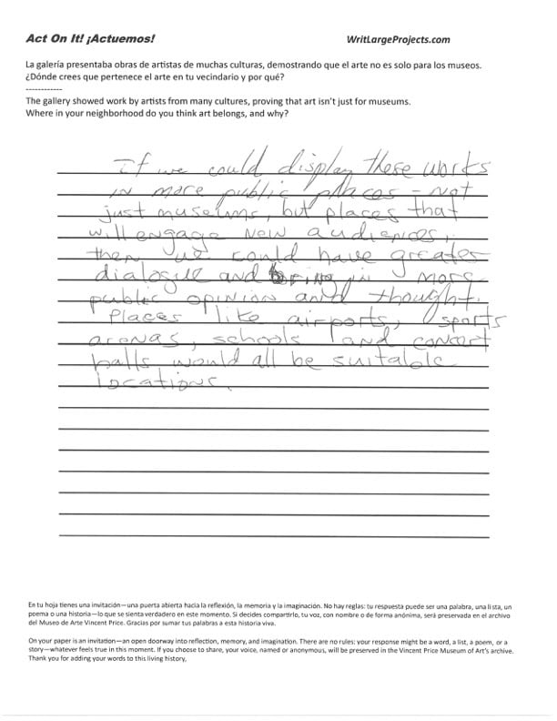 a photograph of a poem on a lined sheet of paper