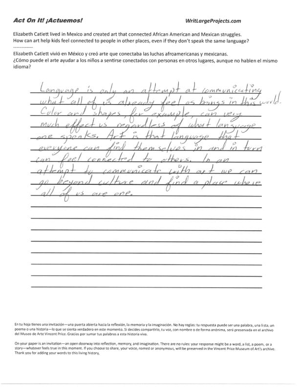 a photograph of a poem on a lined sheet of paper