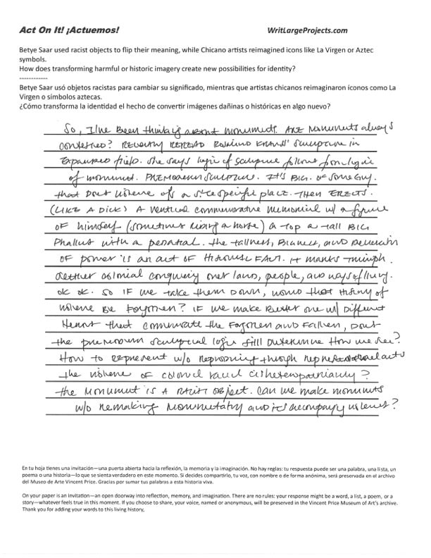 a photograph of a poem on a lined sheet of paper