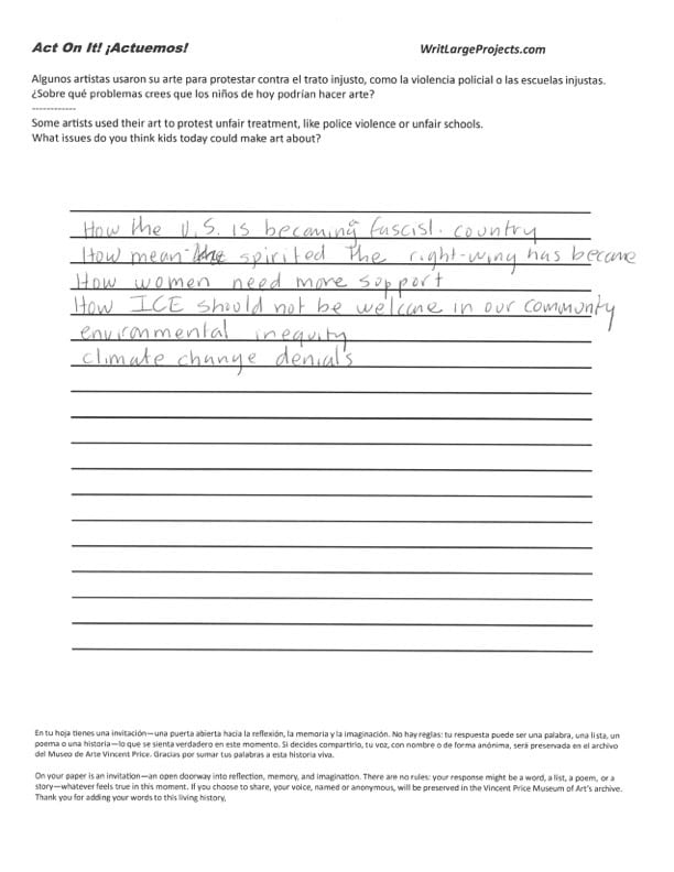 a photograph of a poem on a lined sheet of paper