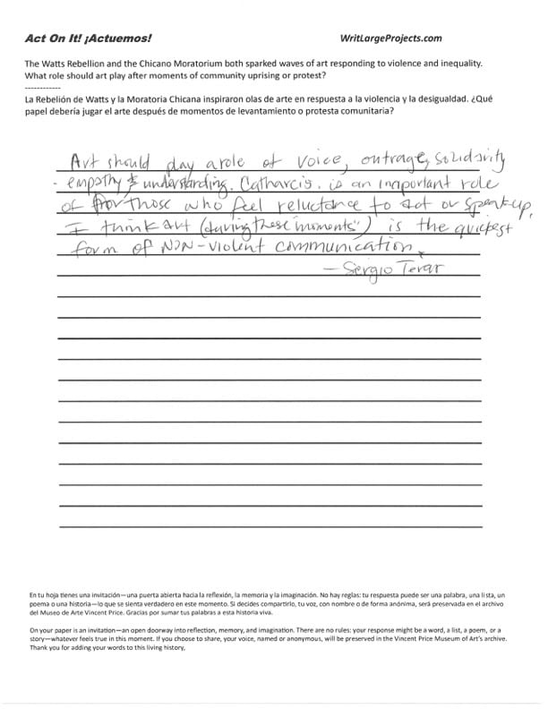 a photograph of a poem on a lined sheet of paper