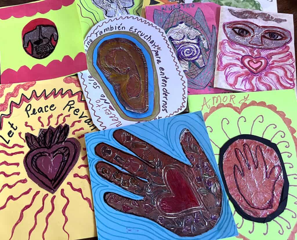 a group of handmade amulets