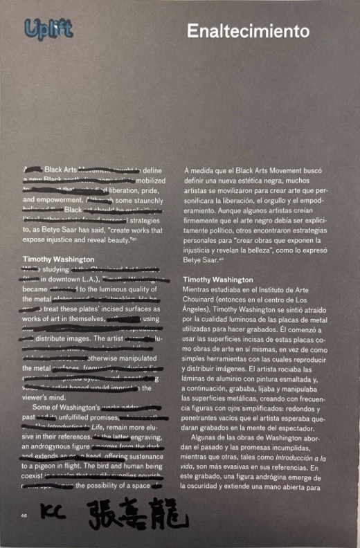 a photograph of a blackout poem with markings