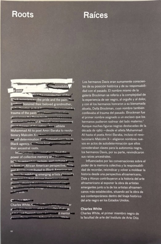 a photograph of a blackout poem with markings