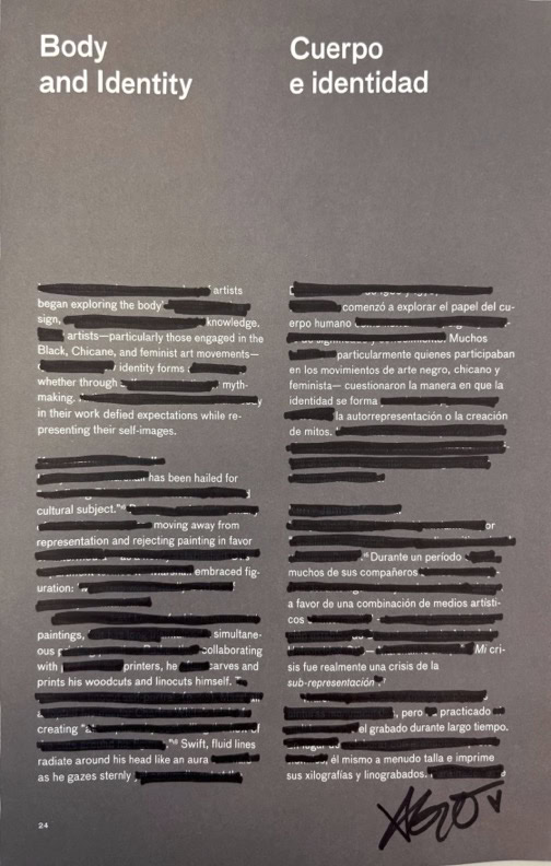 a photograph of a blackout poem with markings