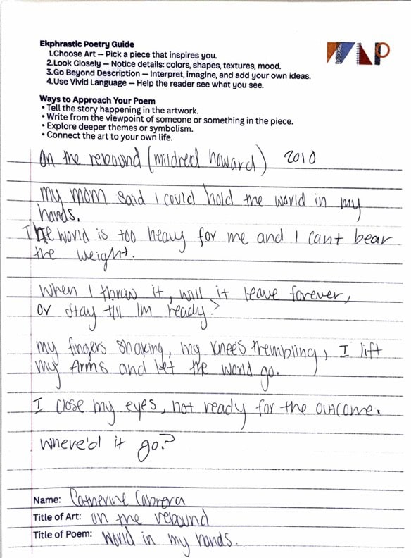 a photograph of a poem on a lined sheet of paper