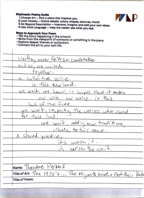 a photograph of a poem on a lined sheet of paper